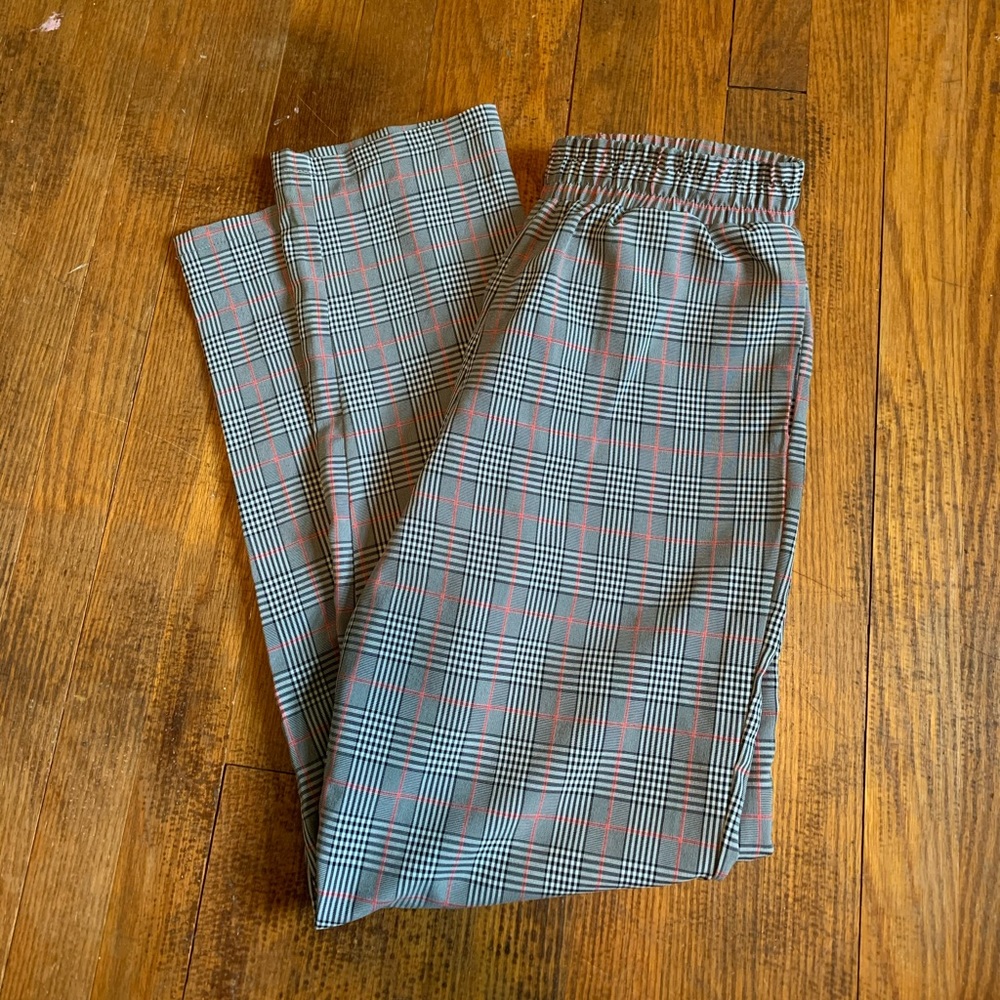 TIC TOC PLAID COMFY ELASTIC WAIST PANTS MEDIUM
